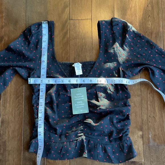 H&M Black Blouse with Subtle Red Dots - Picture 4 of 6